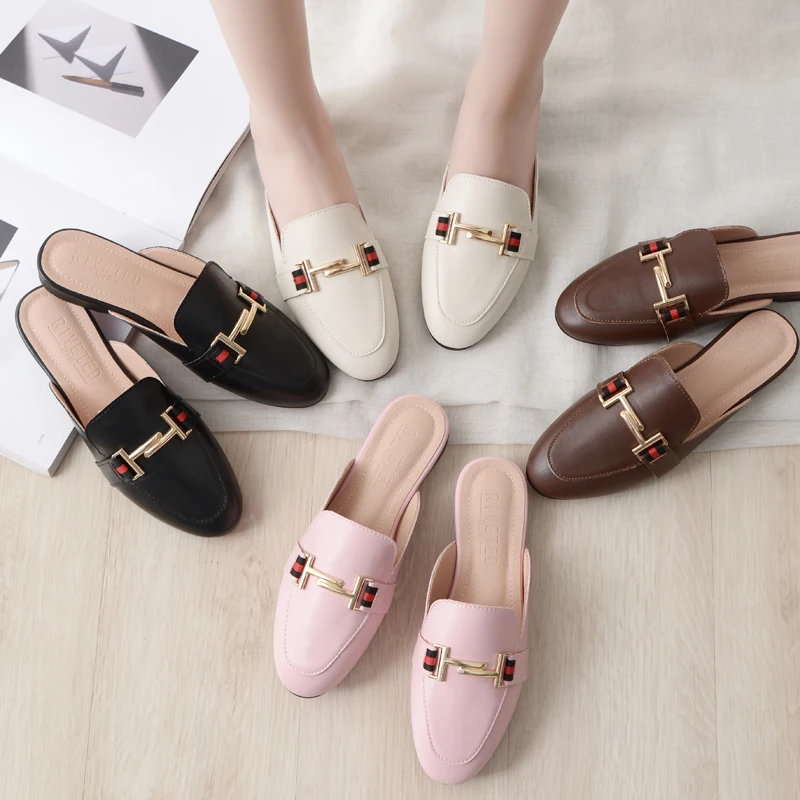 

The Spring of 2021 Designer Shoes Woman Slides Outdoor Platform Slippers Square Ladies Mules Zapatos De Mujer