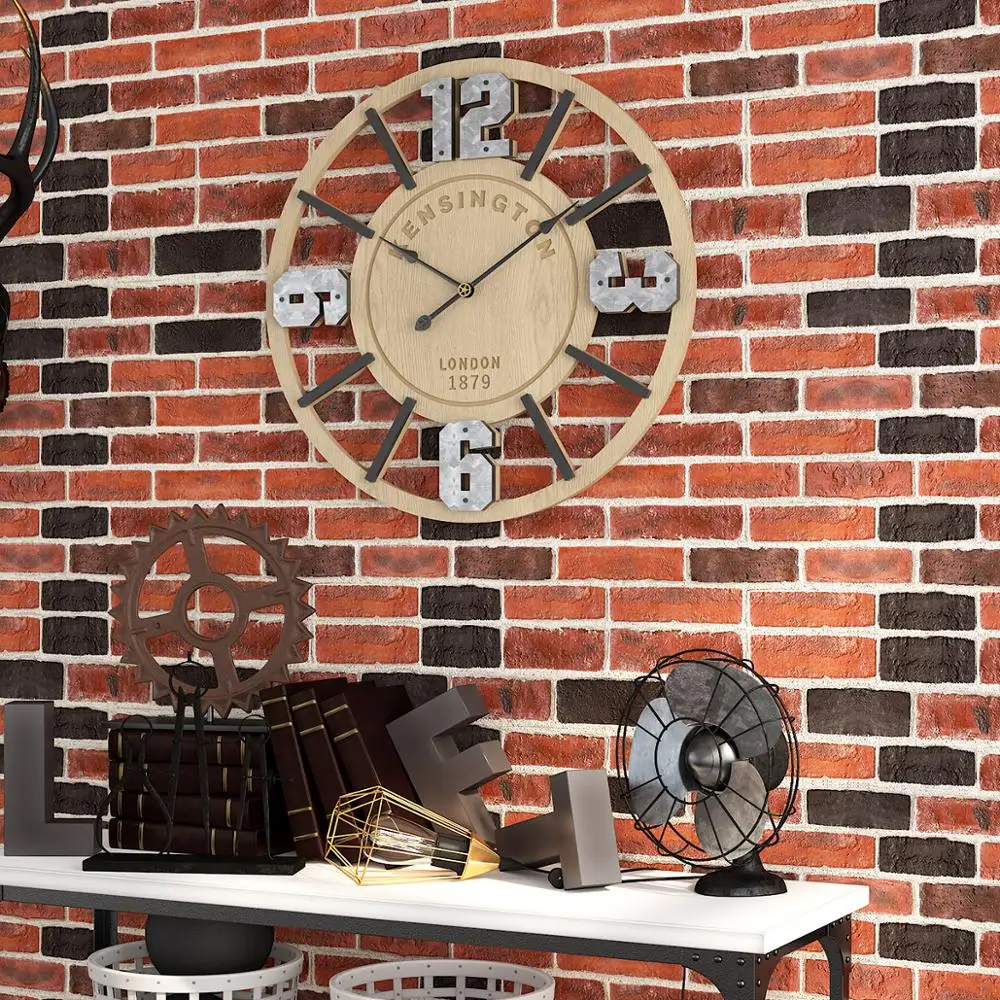 

Creative Wooden Nordic Wind Wall Clock, Mute Clock, Living Room, Study, 50cm