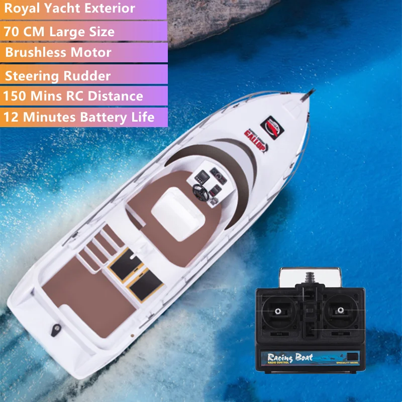 Super Large 70CM Electric Remote Control Boat Model 150M 30KM/H High Speed Racing Simulation Royal Yacht Kids RC Boat Model Toy