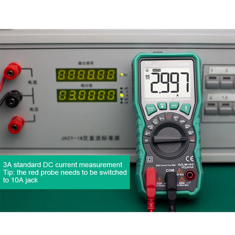 FY76 Digital Multimeter 5999 Counts Backlight Auto Range AC/DC Voltage Meter Ohm Transistor Testers Multi Meter LB88