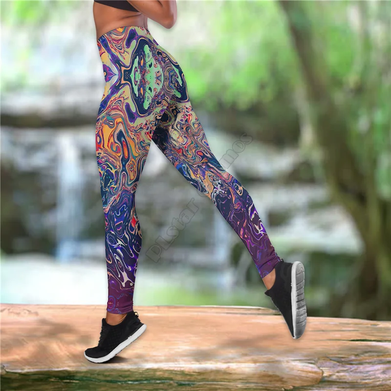 Hawaii Combo Outfit Leggings and Hollow out Tank Top Suit Sexy Yoga Fitness Soft Legging Summer Women For Girl 03