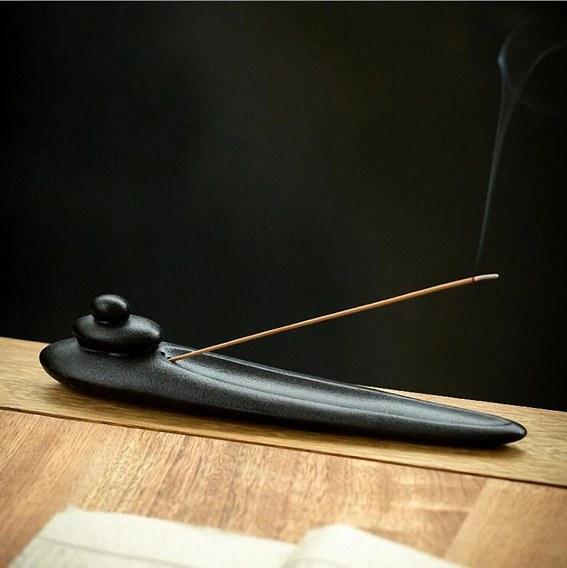 

PINNY Black Pottery Incense Holder Ceramic Stick Incense Burner Home Decoration Accessories Tea Ceremony Accessories