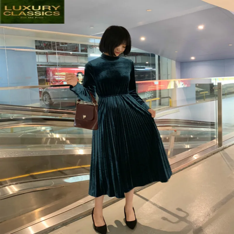 

for Winter Autumn Dress Women Korean Casual Long Sleeve Dresses Elegant Ladies Vestidos Woman Clothes 2021 Hiver LW2417