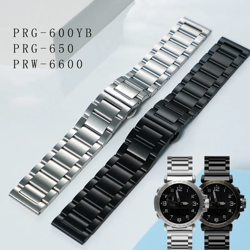 For Casio PRW-6600Y PRW-6600 PRG-600 PRG-650 PRG-600YB-3 Mountaineering Sports Series Stainless Steel Strap Quick Release 24mm