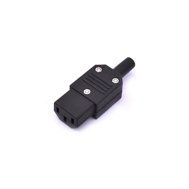 Iec-cabo reto conector c13 c14 10a 250v, plugue macho fêmea preto, conector de energia 3 pinos, ac, 1 conjunto