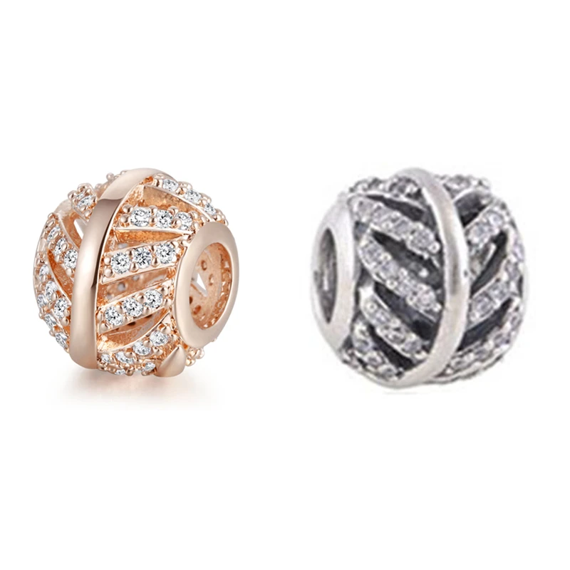 

DIY бусины в виде ажурных листьев, прозрачный CZ, подходит для оригинальных серебряных браслетов для женщин, ювелирные изделия из стерлингового серебра, бусины для изготовления ювелирных изделий