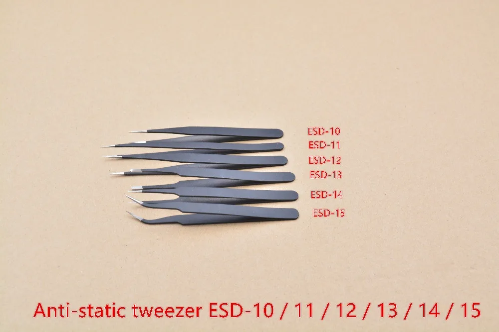 ESD-10 11 12 13 14 15 stainless steel anti-static tweezer teardown electronic maintenance tool  tweezers clamping 1pcs