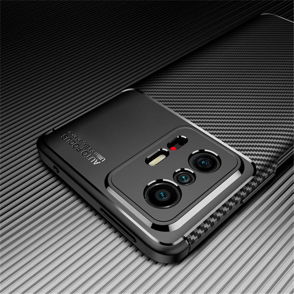 Untuk Xiaomi 11 T Pro Casing Penutup Belakang Serat Karbon untuk Xiaomi11T Mi 11 T 11TPro Mi11T T11 5G Pelindung Kamera Bumper Telepon Fundas