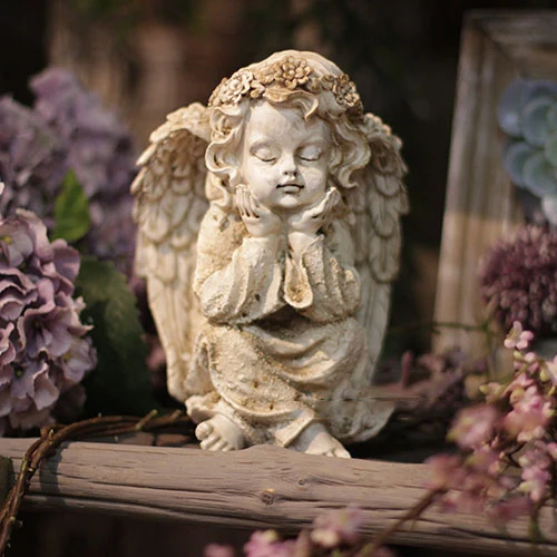 American Country Retro Resin Angel Accessories Balcony Outdoor Garden Figurines Crafts Courtyard Villa Park Sculpture Decoration