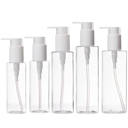 100ml 120ml 150ml 200ml 250ml Clear Round PET Plastic Lotion Bottle White Pump Empty Cosmetic Packaging Refillable Container