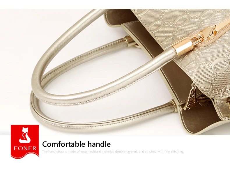FOXER Split-Leder Monogramm-Handtasche Damen Schultertasche Rindsleder Luxus Mode Damen Umhängetasche Geldbörse Geschenk für Ehefrau – Detail 18