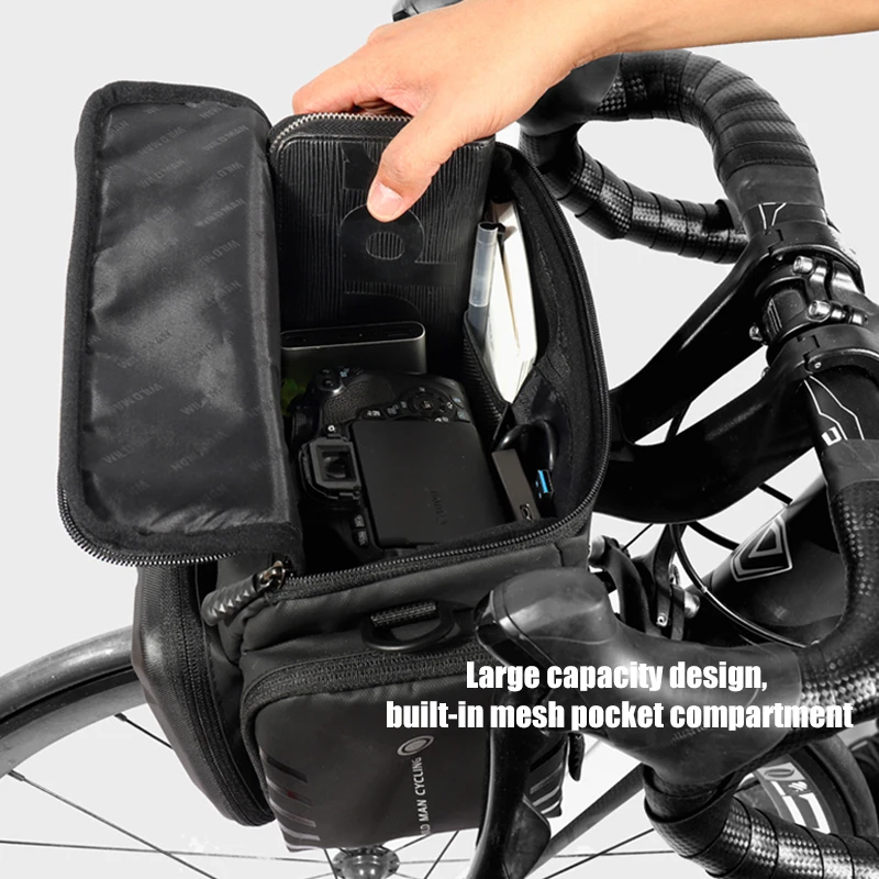 WILD MAN GS6 Bicycle Bag EVA Hard Shell Waterproof Touch Screen High Capacity Front Tube Frame Mountain Bike Bike Accessories