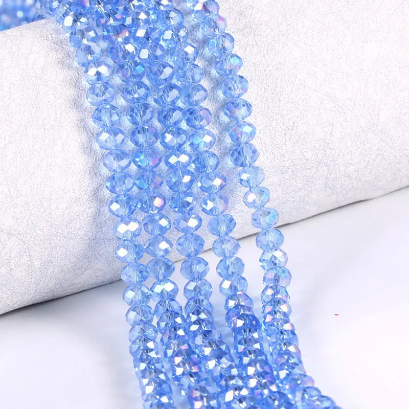 4/6/8/10/12/14mm Faceted AB Clear Glass Crystal Rondelle Beads Loose Beads For Jewelry Making DIY Bracelets Necklace Strands