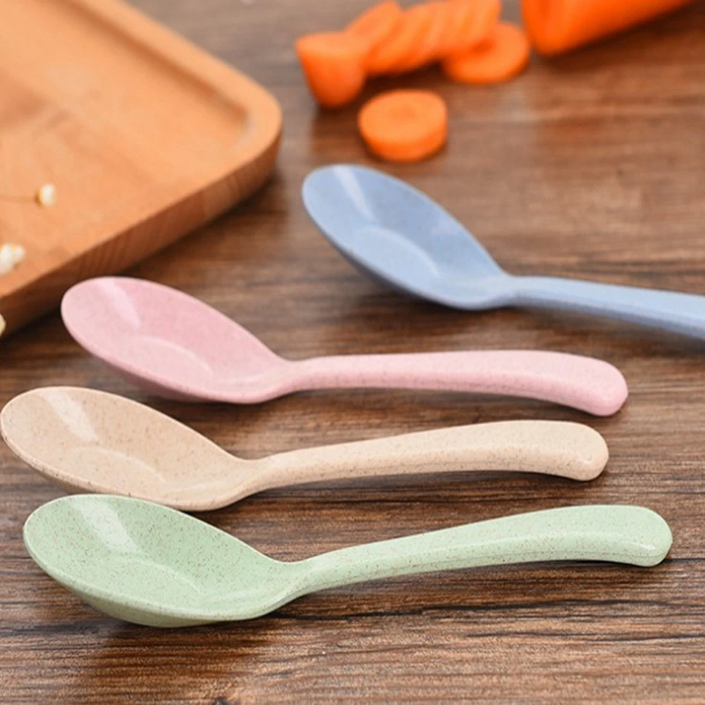 Baby Feeding Spoon wheat straw Baby Training Eating Spoon Food New Useful Tableware