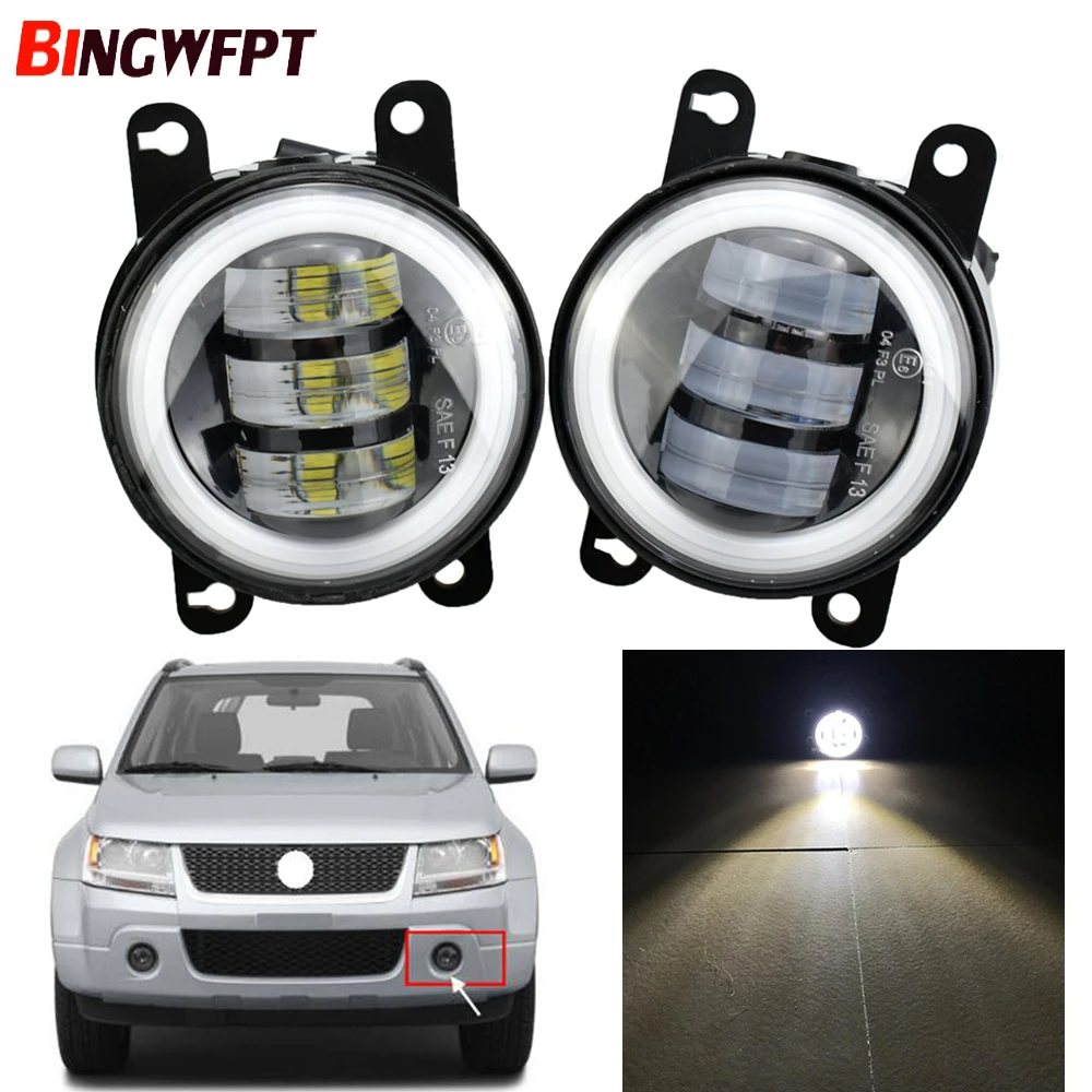 2pcs Car Styling H11 LED Fog Light Angel Eye Daytime Running Lamp DRL 12V For Suzuki Grand Vitara 2/II JT 2005-2015