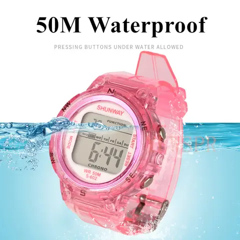 Nuoto Orologio elettronico a LED Sport digitali 5Bar Orologi impermeabili per 3 ~ 12 anni Ragazzi Ragazze Casual Orologio per bambini Regalo 602