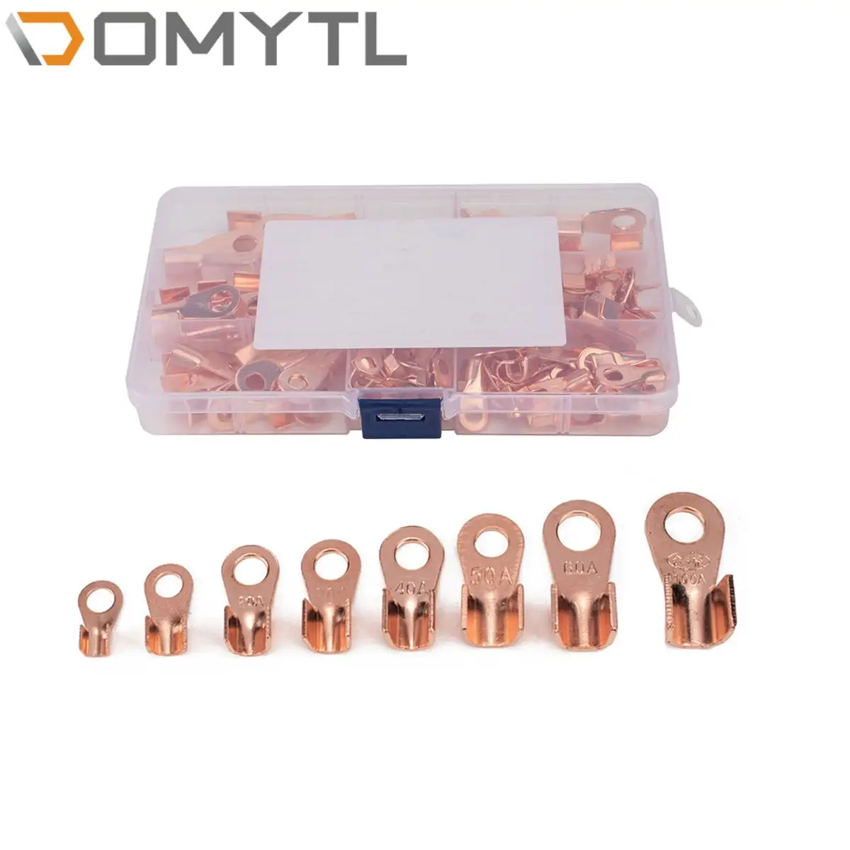 

185x 5-100A Barrel Ring Lug Terminals Assortment Kit Pure Copper Crimp Home Circuit Modification Electrician Repair