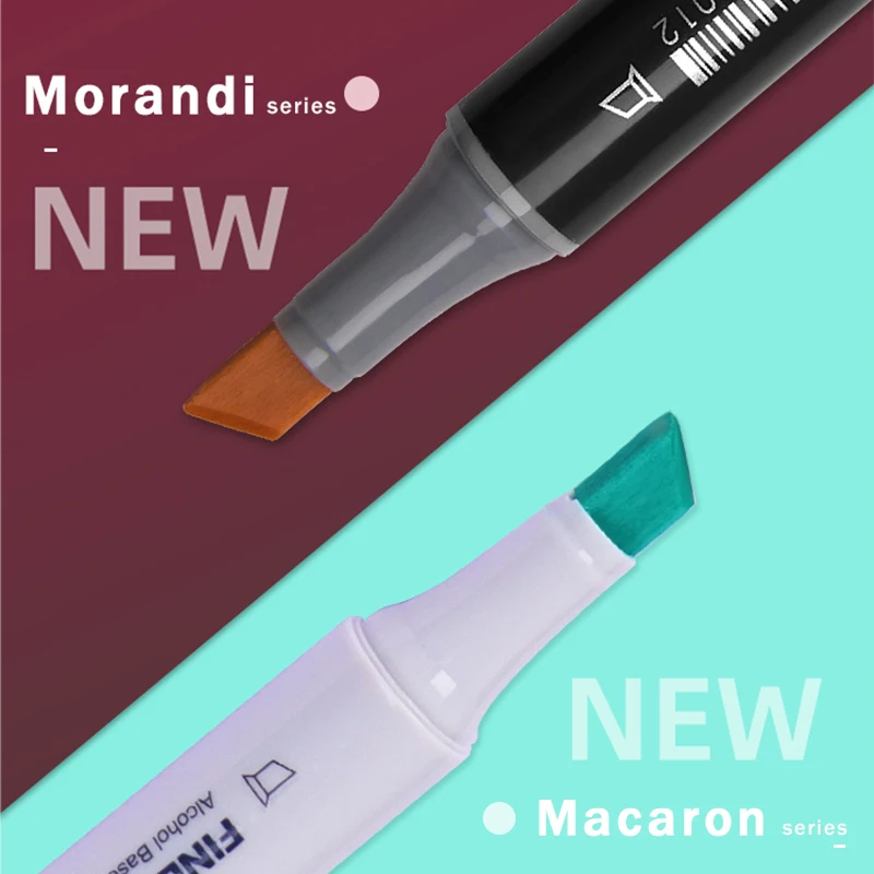 Finecolour Art Alcohol Oil Marker Dual Heads Macaron/Morandi/Candy Series 12/24/36 Colors EF100/101/102/103 Anime Hand Drawn