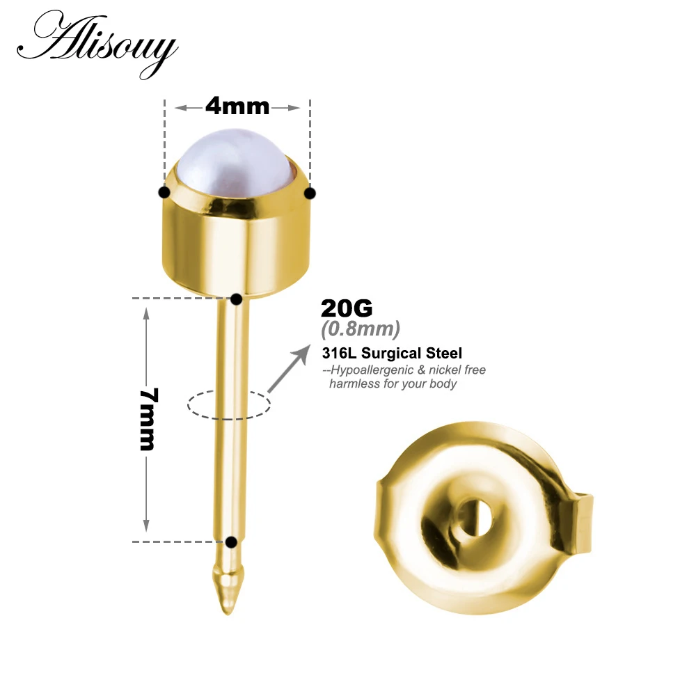 Alisouy 2pcs Stainless Steel Birthstone CZ Zircon Ear Helix Tragus Cartilage Stud Earrings Piercing Professional for Gun Jewelry