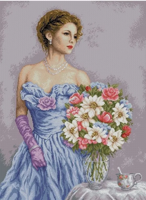 

Beautiful lady Blue Dress Cross Stitch Kits Top Quality Embroidery Needlework Sewing Kit 18CT Unprinted DIY Handmade Art Decor