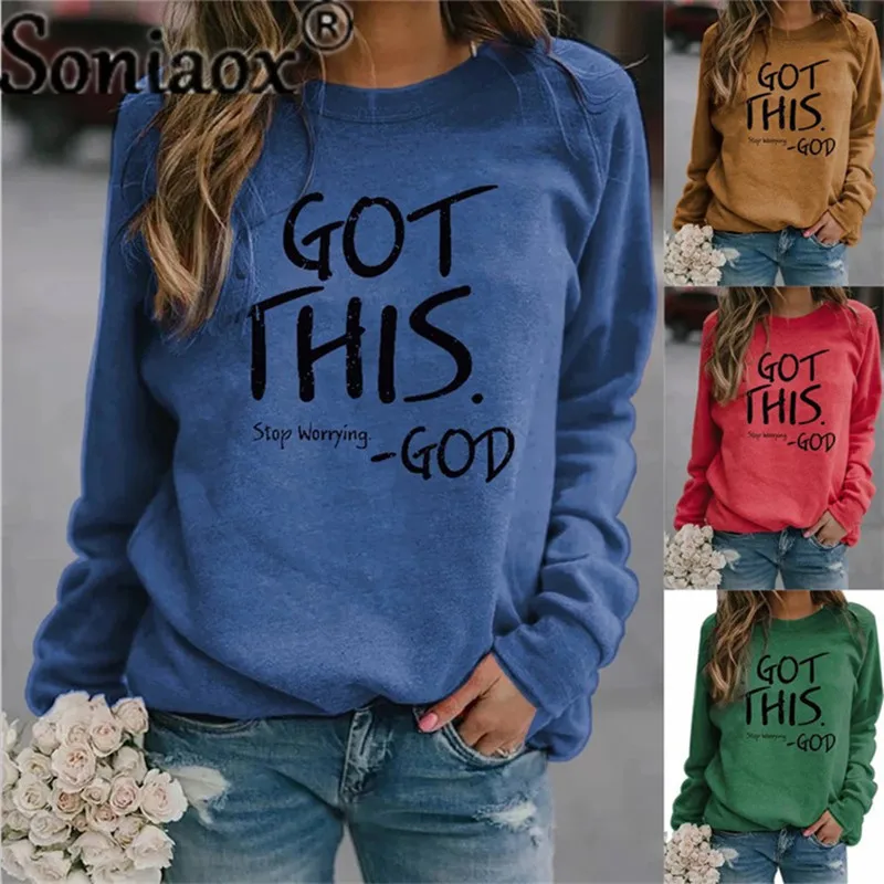 Autumn Women Casual Hoodie Loose Long-Sleeve Letter Print Women Clothes Street Pullover Spring Vintage Ladies Sweatshirt Tops