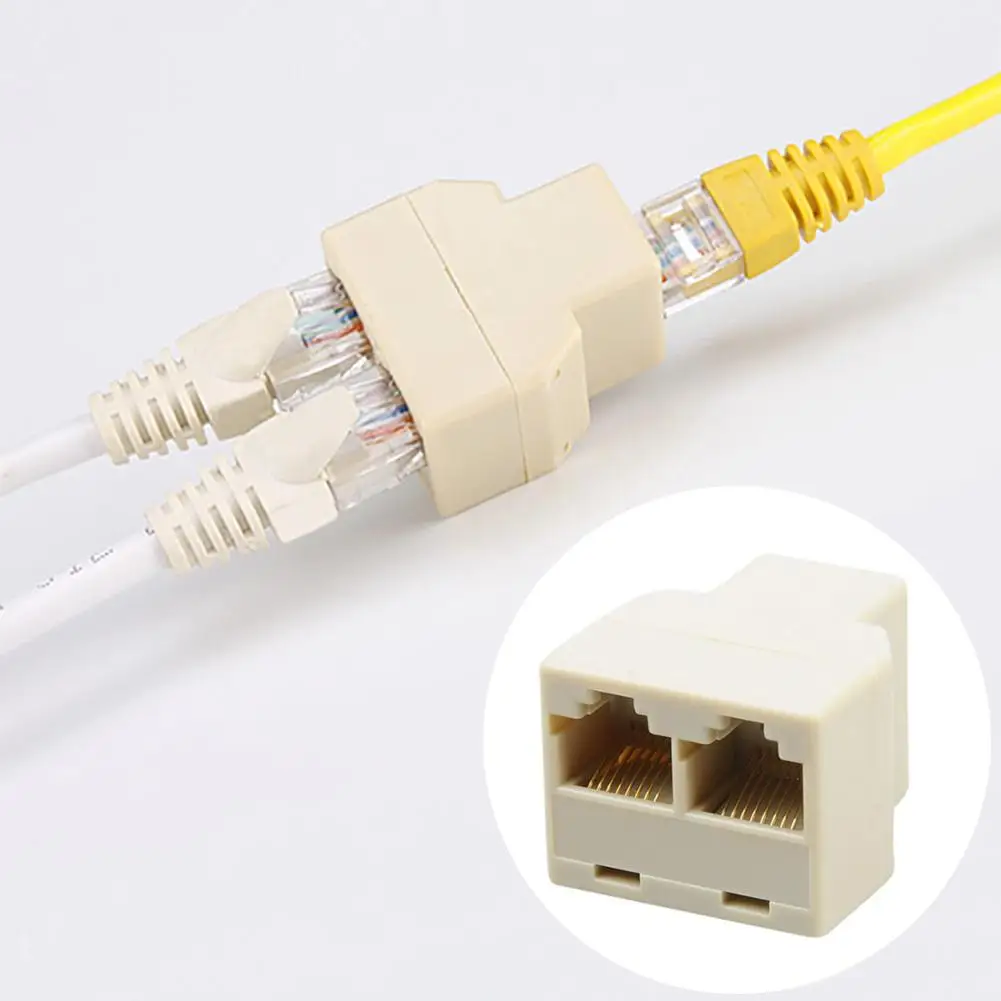 1 to 2 Dual RJ45 Splitter Adapter Female Port CAT5/6 LAN Ethernet Socket Network Connection Splitter Adapter P15 Splitter Adapte