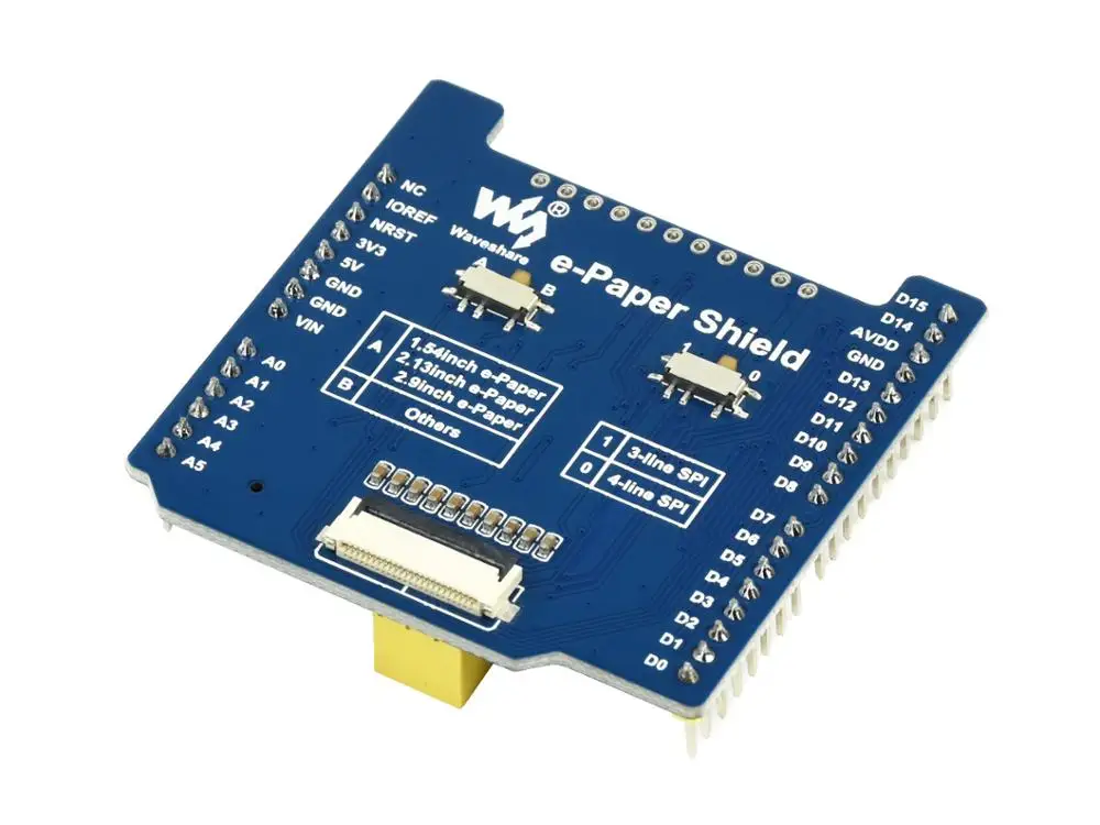 e-Paper Shield  supports various Waveshare SPI e-Paper raw panels Universal e-Paper Raw Panel Driver Shield for Arduino/NUCLEO