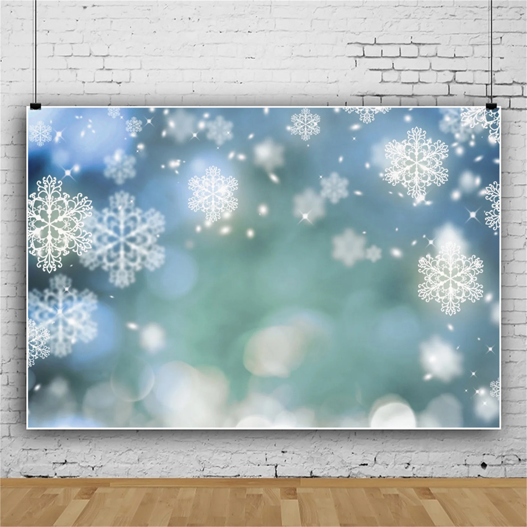 Laeacco inverno floco de neve luz bokeh pano de fundo para fotografia brilhante estrela natal criança retrato foto fundo estúdio