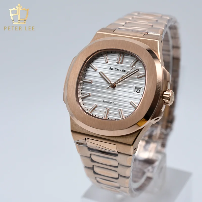 

PETER LEE 40mm Luxury Watch For Men Hot Selling Rose Gold Mechanical Automatic Designer Wristwatches Stainless Steel Auto Date