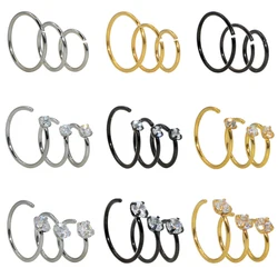 1pcs Stainless Steel Nose Piercing Body Jewelry CZ Nose Hoop Nostril Nose Ring Helix Cartilage Ear Tragus Rings Fashion Earrings