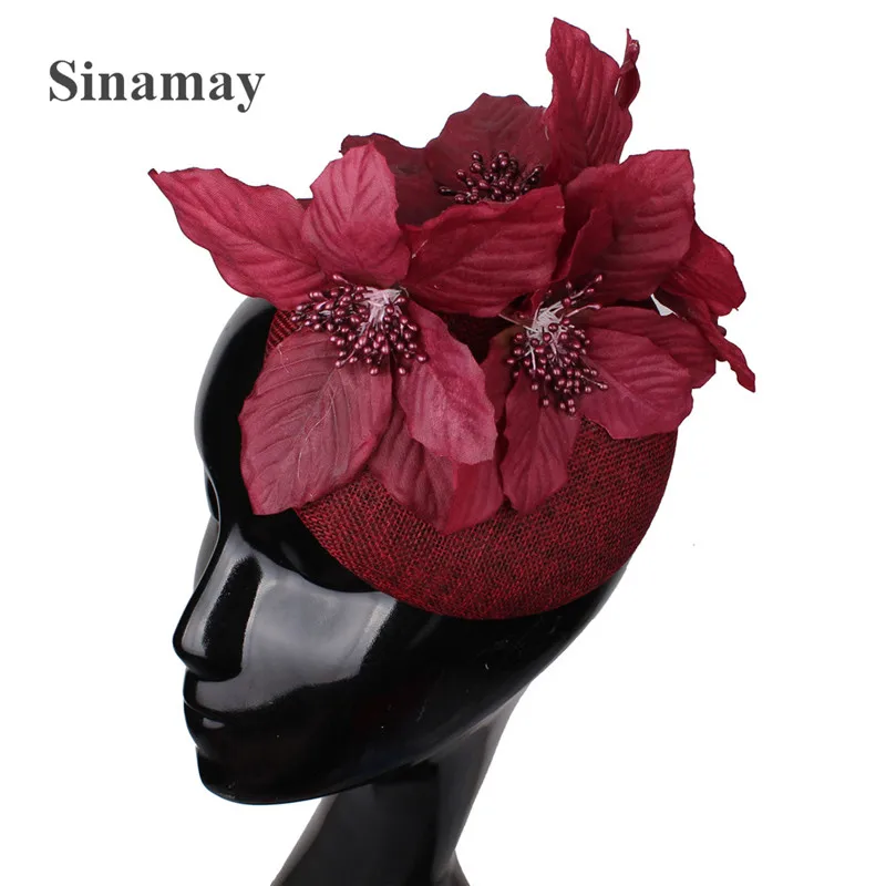 

New Fashion Marron Flower Women Fascinator Wedding Hat Charming Party Ladies Headwear Hairpin Bride Hair Accessories Hair Clip