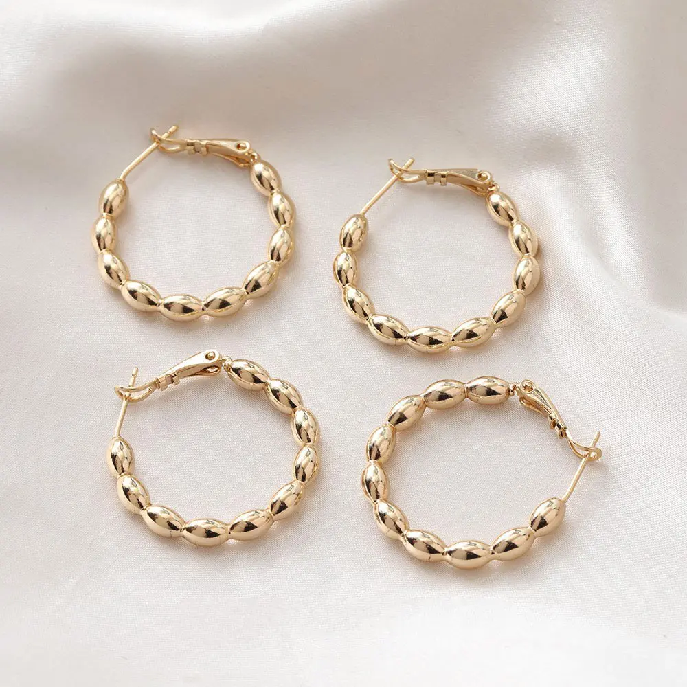 2PCS Trendy Hoop Earrings for Women Earrings Fashion Simple Brincos Gold Plated Jewelry Findings Accessories Gift