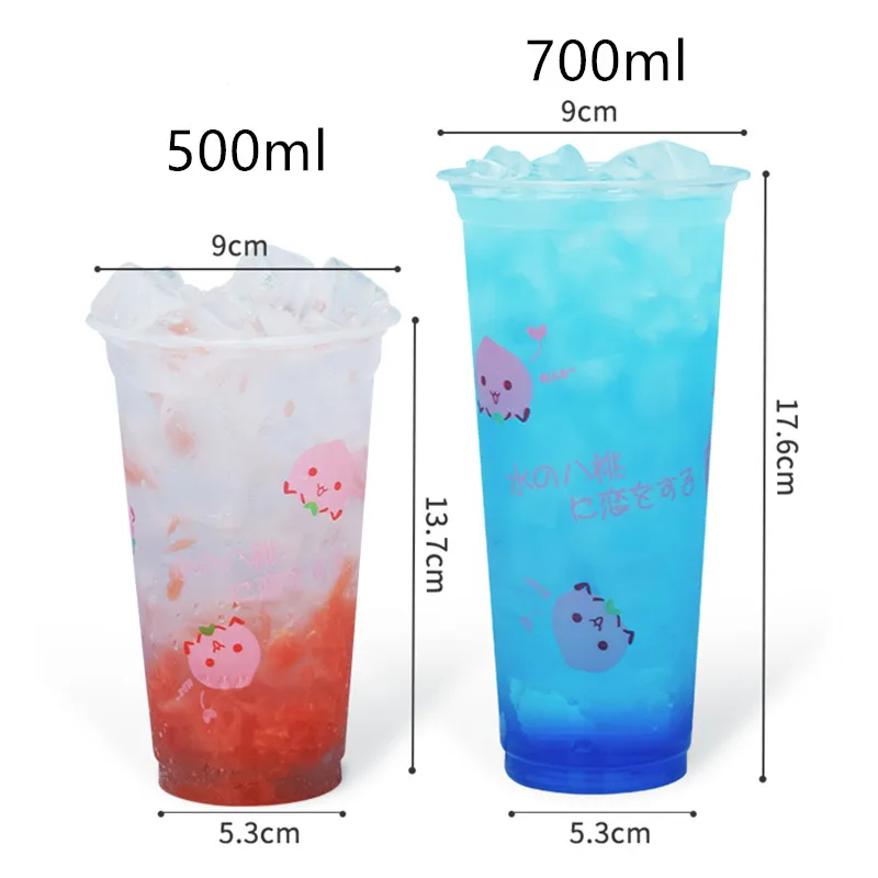 50pcs Transparent creative disposable juice cup 500ml 700ml cold drink packaging cup party birthday favor beverage plastic cup