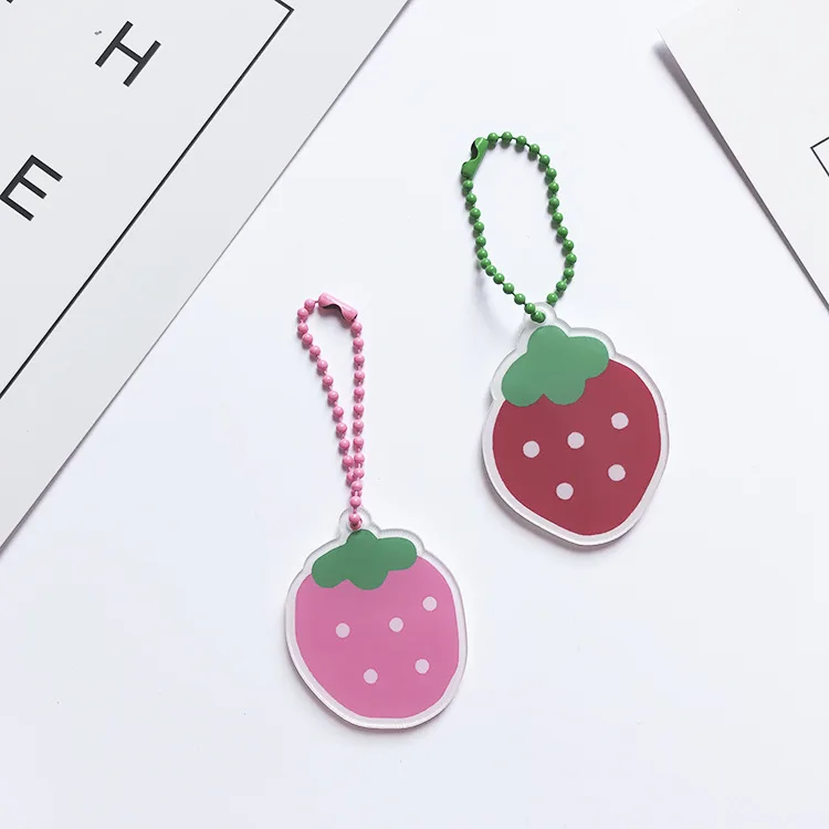 Ins Cute Cartoon Key Chain Flower Strawberry Creative Girl Bag Mobile Phone Shell Pendant Acrylic Chain Key Management Gift