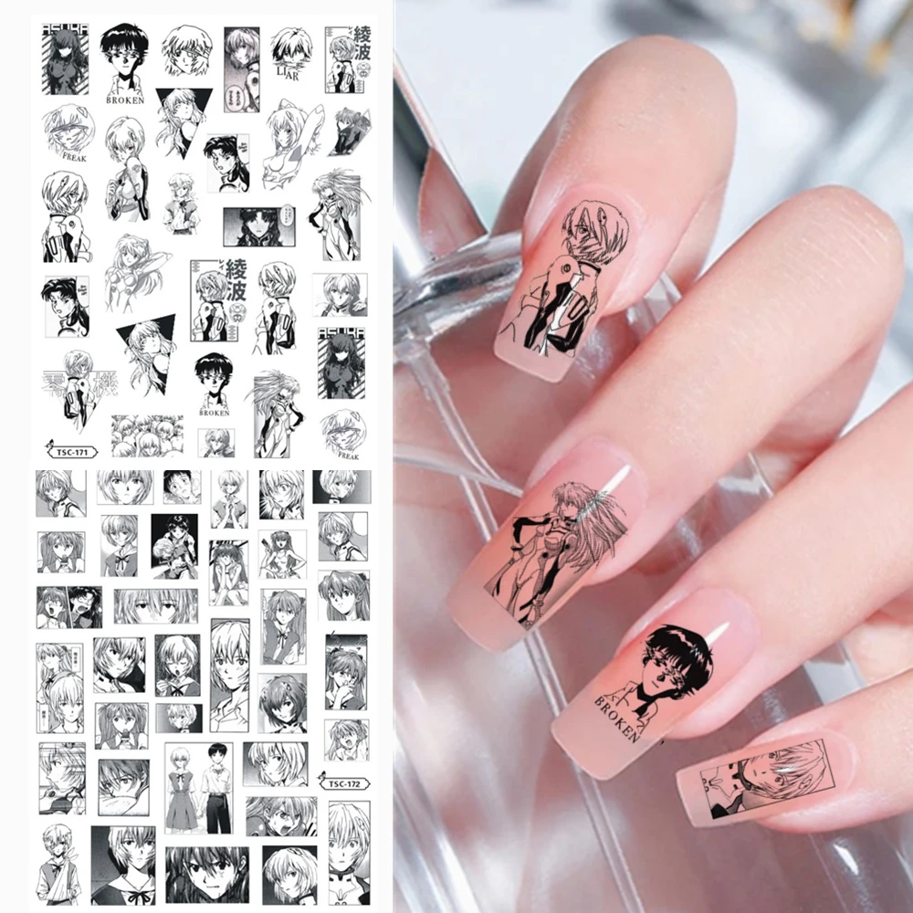 Newest TSC series TSC-171-172 Cartoon pretty girl 3d nail art stickers decal template diy nail tool decoration