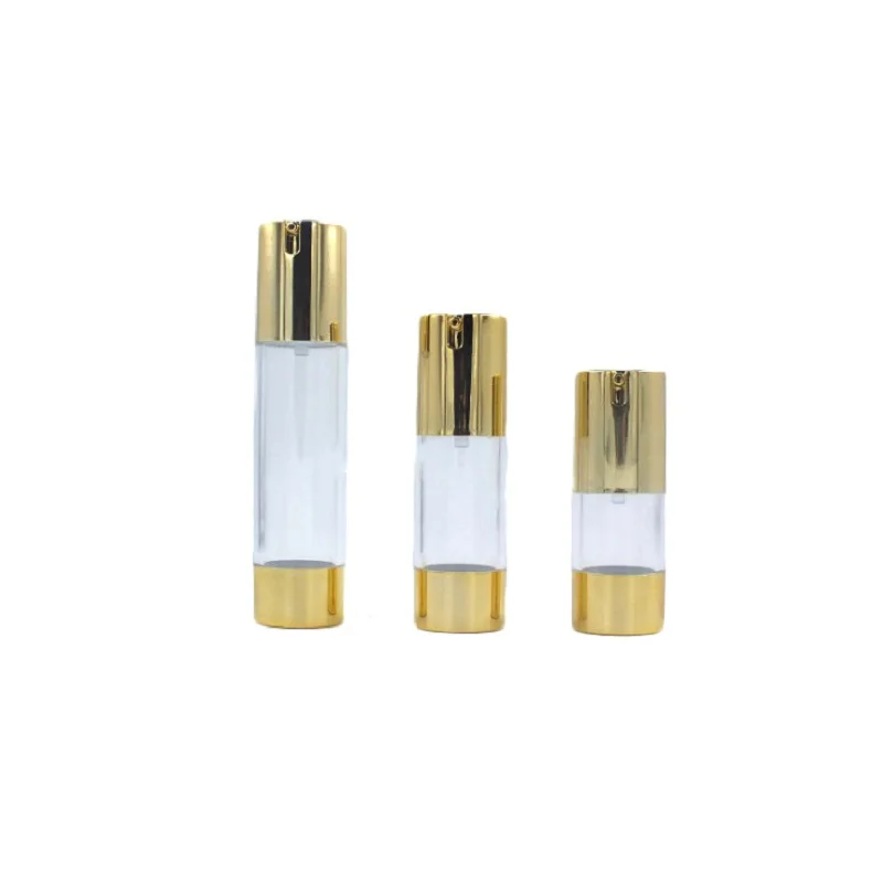 20pcs Electroplating gold Empty  Packing Bottle 15ml 30ml 50ml Plastic Refillable Transparent Container Vacuum Bottles