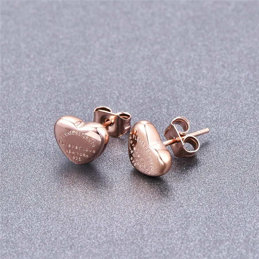 2020 jingyang  Lovely Heart Stud Earrings Heart Shape Fashion Stud Earrings Brincos For Girl Present Never Fade