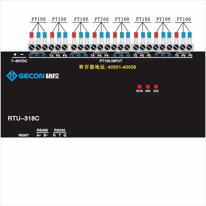 

8-channel PT100 high-precision industrial-grade temperature acquisition controller, Modbus RS485 RS232 dual serial ports