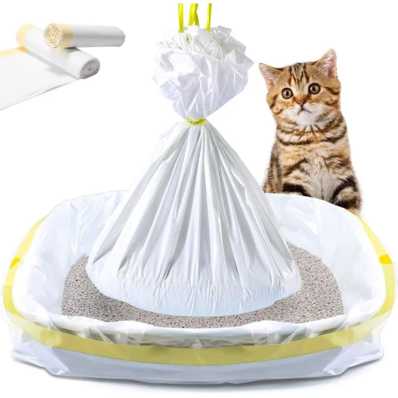 

Cat Litter Box Liners, 14 Count Jumbo Extra Durable Large Drawstring Kitty Litter Pan Bags Cat Waste Litter Bag Pet Cat Supplies