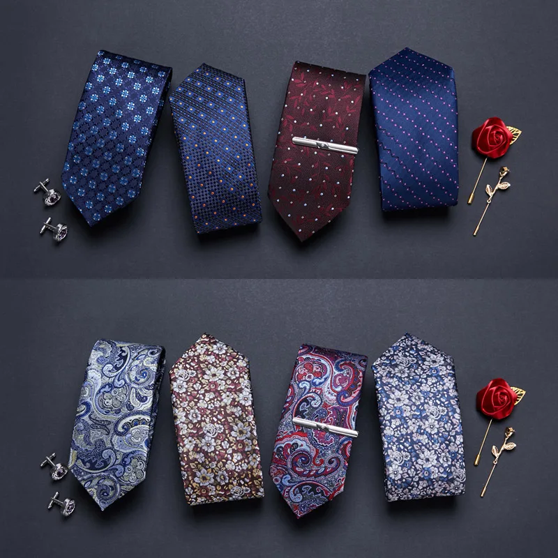 Italian Design  Men's Print Pattern Ties for Men's 7cm Slim Neckties Polyester Jacquard Skinny Gravatas Wedding Narrow Ties