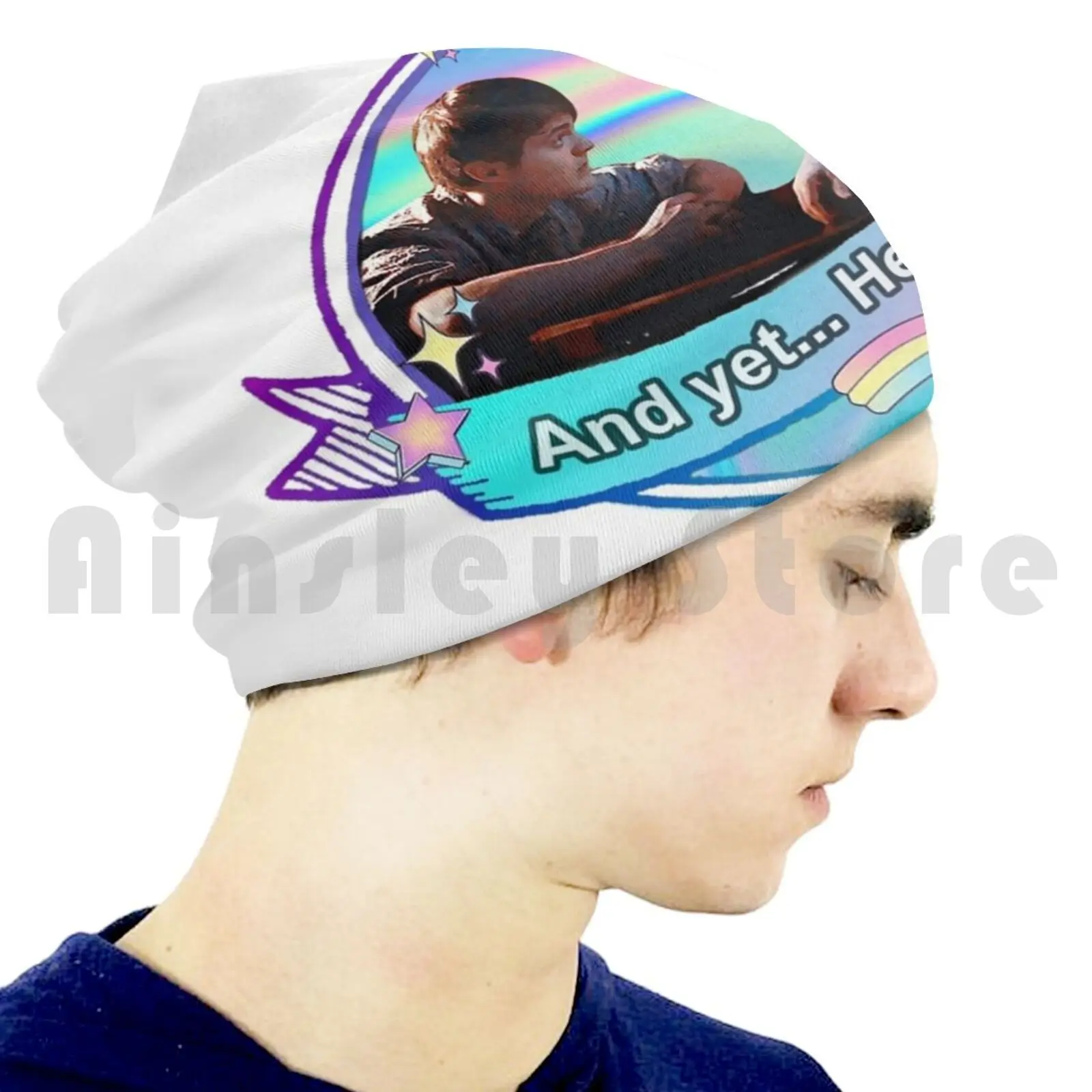 Шапка-бини с рисунком «сделай сам»