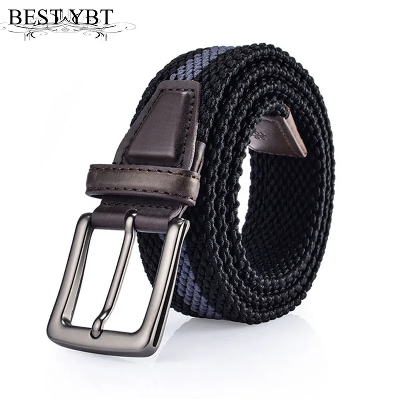 Best YBT Unisex Canvas Belt Alloy Pin Buckle Belt Retro Weaving Elasticity Cowboy Pants Casual Sport Men And Women Hot Belt