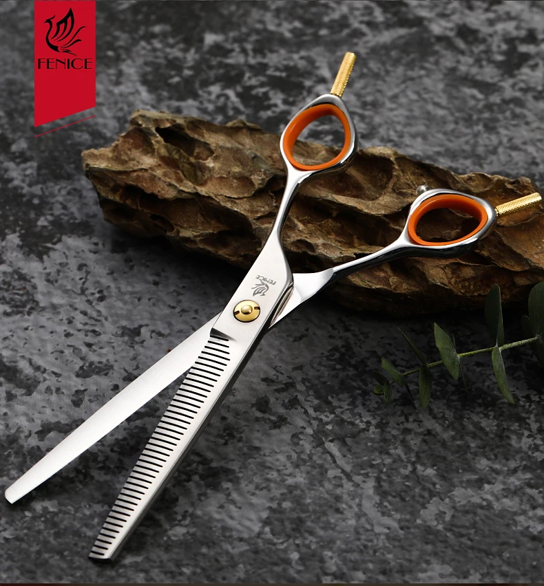 Fenice Professionelle 7,0-Zoll-Pflegeschere für Haustiere, flauschige, spurlose Hunde-Effilierschere, Schere, Ausdünnungsrate 50 % – Detail 4