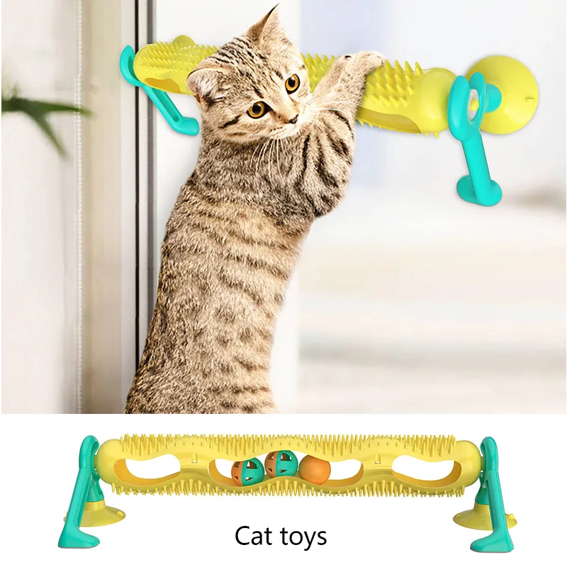 

Pet Toys Cats Tunnel Track Balls Play Interactive Sucker Windows Wall Playing Catnip Glowing Ball Interactive Spinning Track Toy