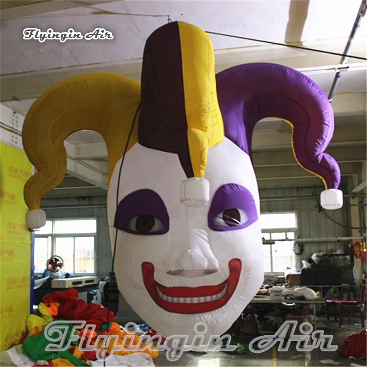 

Hanging Horrible Halloween Inflatable Evil Clown 3m Giant Two-Face Head For Night Club And Bar Decoration