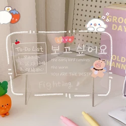 Acrylic Erasable Message Board Ins Transparent Home Message Board Document Paper Display Stand Office School Memo Clipboard