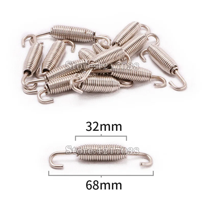 2PCS Universal Motorcycle Exhaust Spring Hooks Stainless Steel Exhaust Front Middle Link Pipe Rotatable Metal Springs Kit Set