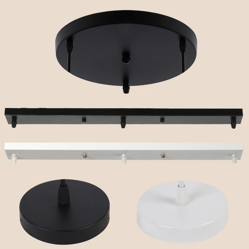 Ceiling Plate Multi Size DIY Black/White Plate 2/3/4/5 Holes Light Fittings Round Rectangular Straight Accessories Lamp Base