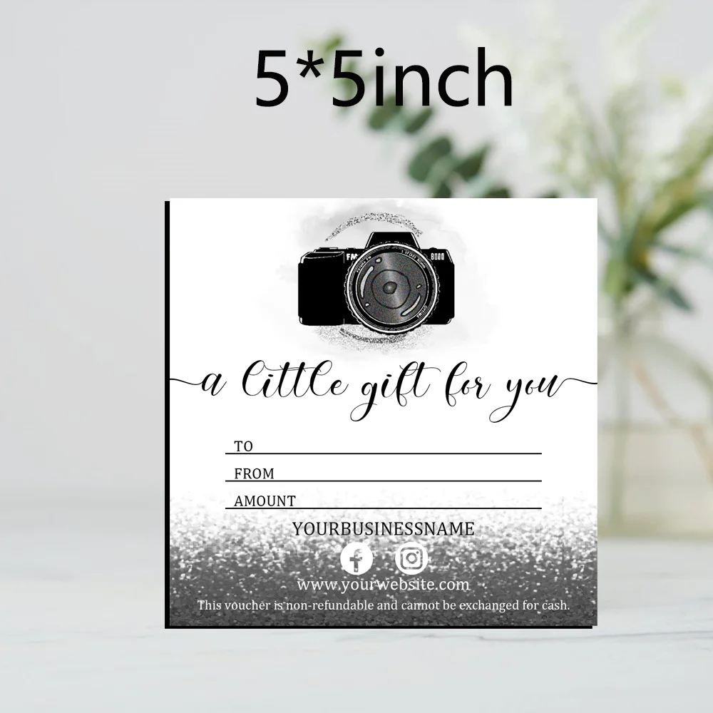 Photography Gift Certificate, Black Silver, Photography Gift Voucher, A Gift for You, Personalized Gift Certificate