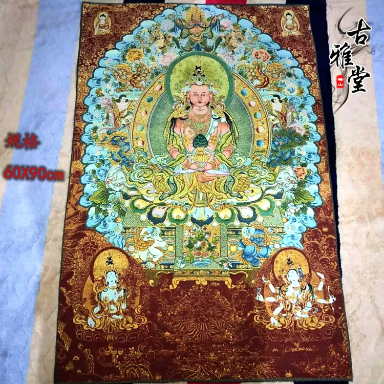 Thangka embroidery Tibetan Buddhism six reincarnation thangka embroidery Silk embroidery Brocade Painted,#59